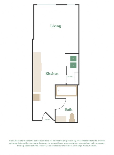 a floor plan of a 1 bedroom apartment